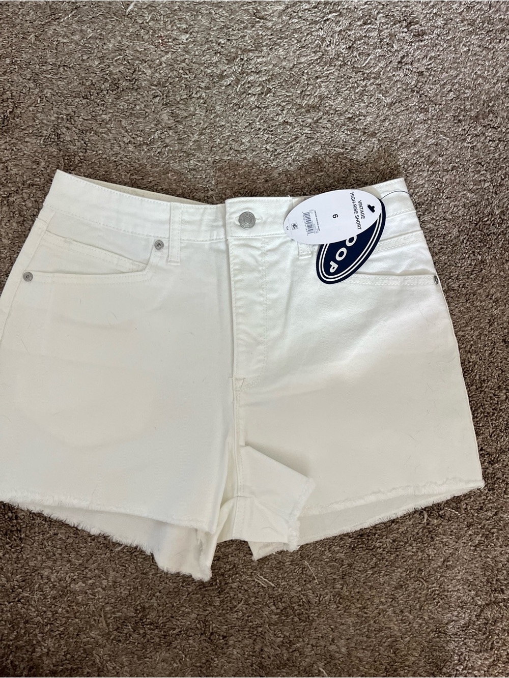 White High-Rise Denim Cutoff Shorts